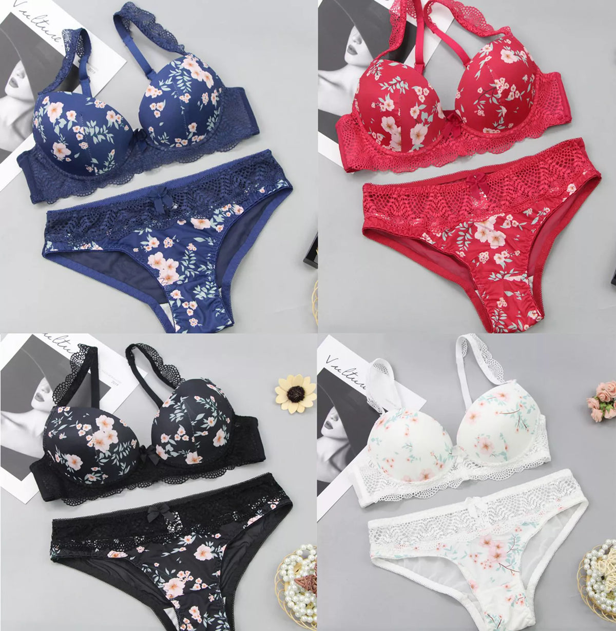 Women's fancy & Soft Matriyal Sexy Bra & Panty Set (Pack of 4)