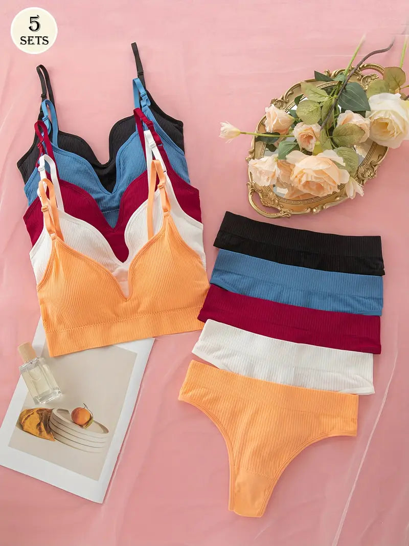 Women's fancy & Soft Matriyal Sexy Bra & Panty Set (Pack of 5)