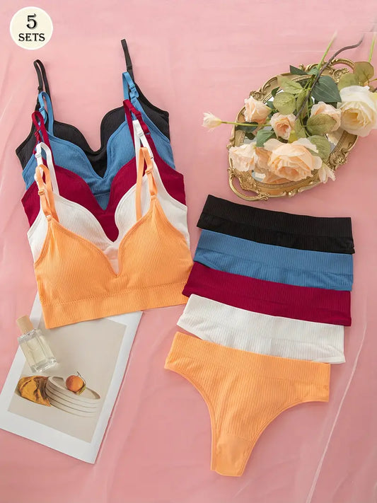 Women's fancy & Soft Matriyal Sexy Bra & Panty Set (Pack of 5)