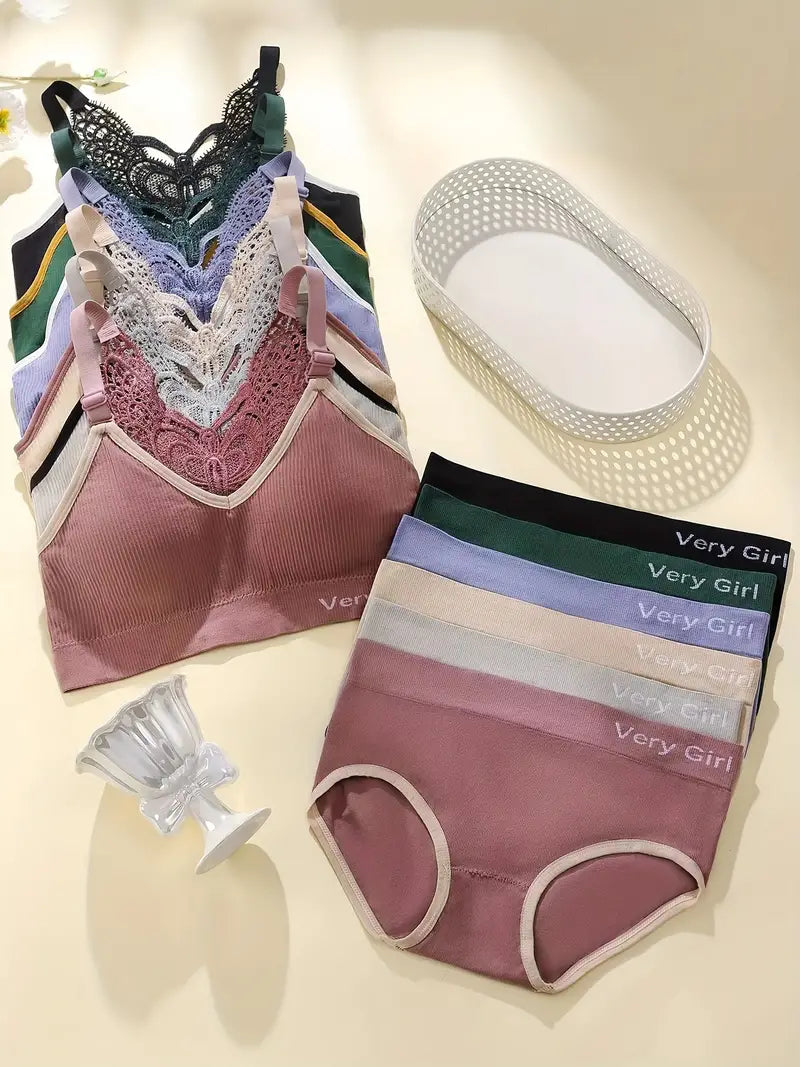 Women's fancy & Soft Matriyal Sexy Bra & Panty Set (Pack of 6)