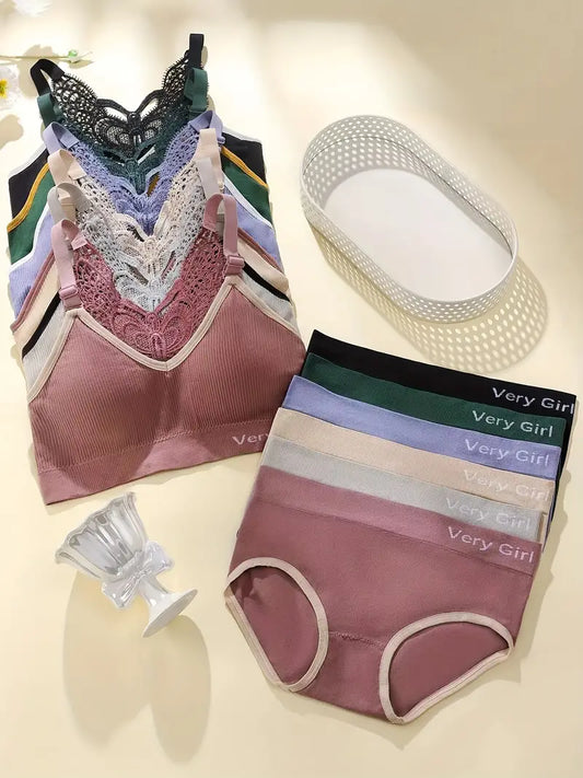Women's fancy & Soft Matriyal Sexy Bra & Panty Set (Pack of 6)