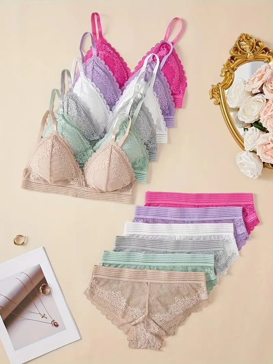 Women's fancy & Soft Matriyal Sexy Bra & Panty Set (Pack of 6)